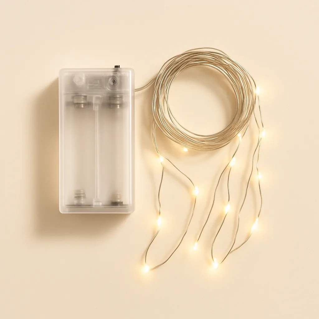 Battery-operated LED string lights with timer – illustrative image, see the listing on Amazon for actual photos