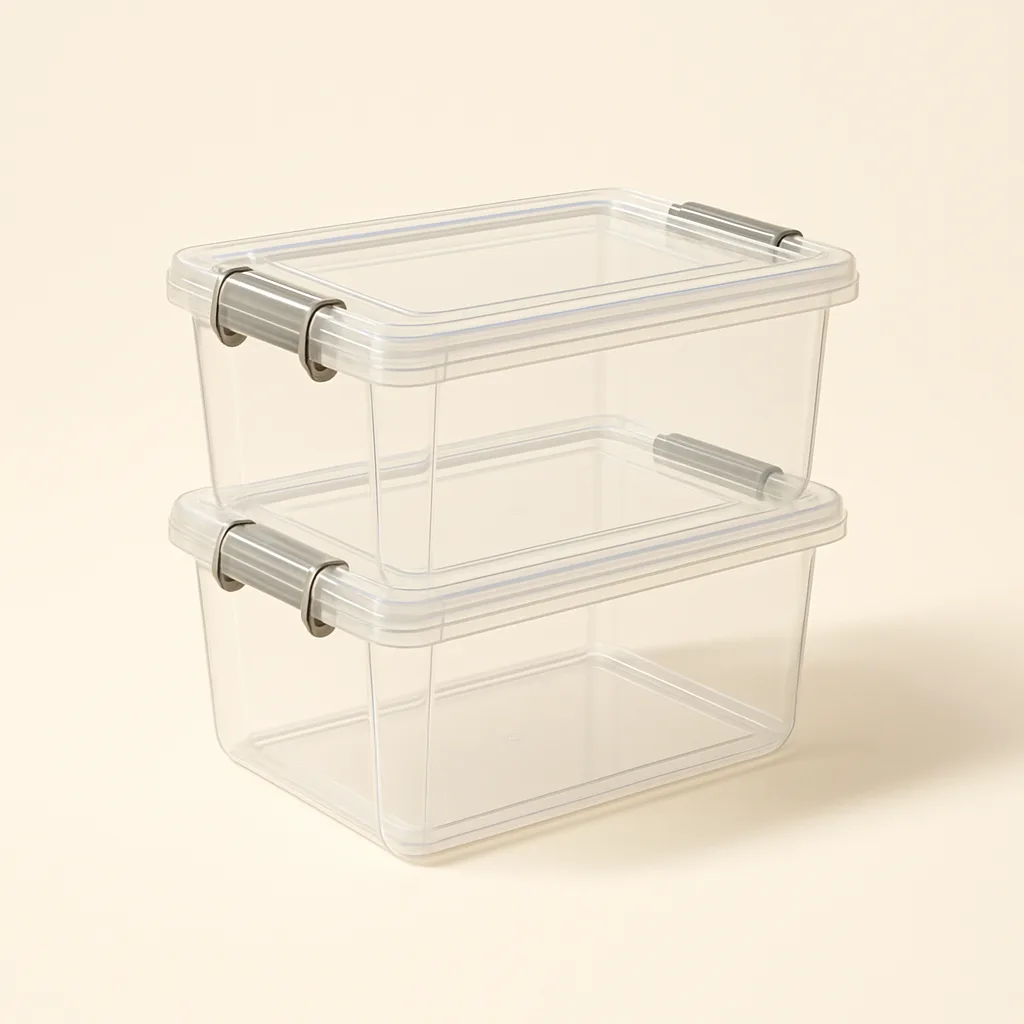 Clear stackable storage bins with lids – illustrative image, see the listing on Amazon for actual photos