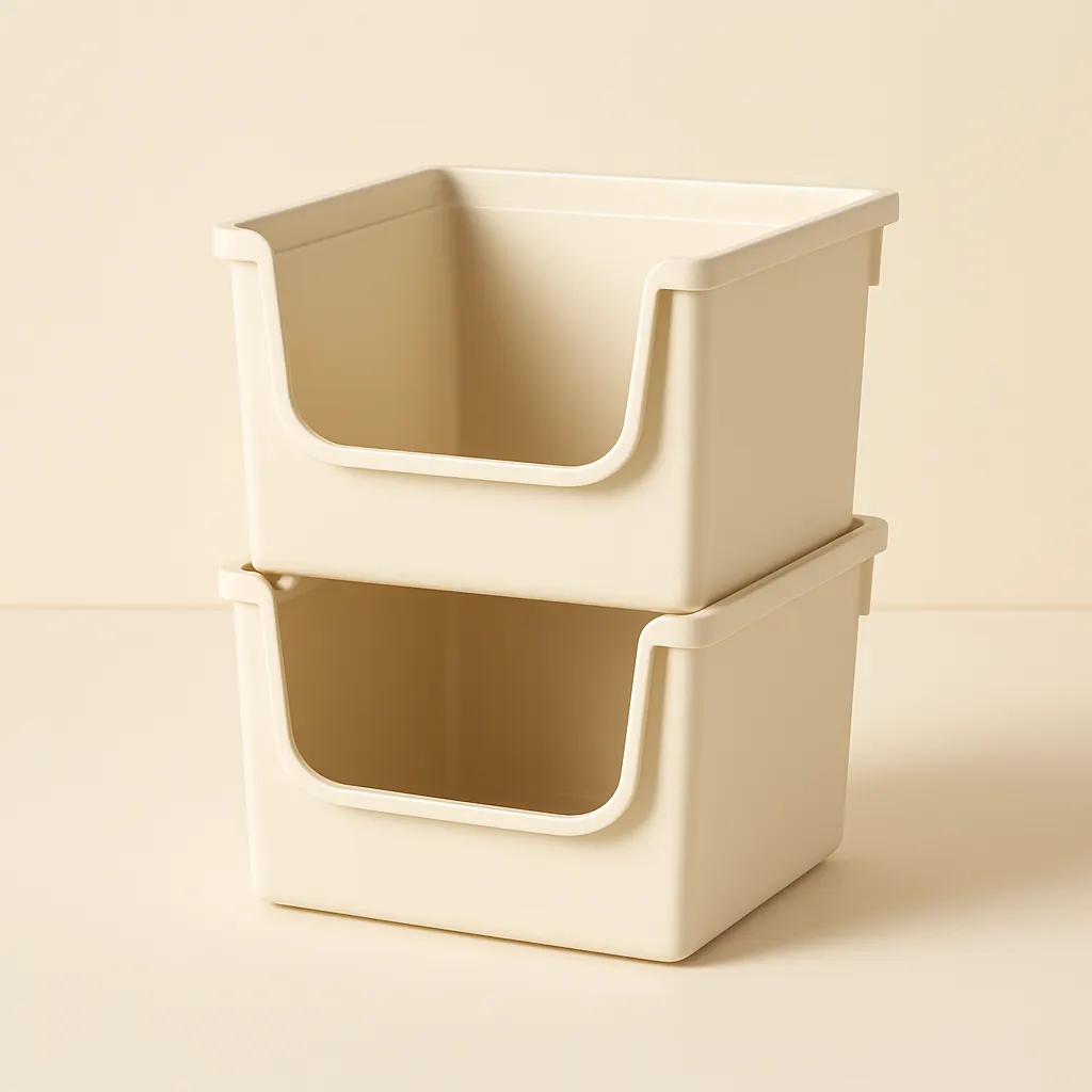 Open front stackable storage bins
