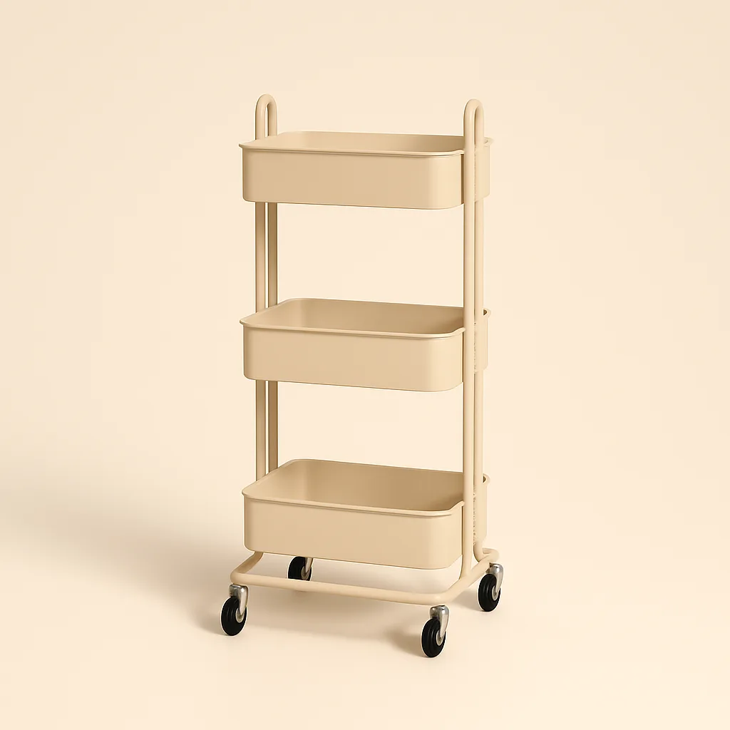 Slim three-tier rolling utility cart – illustrative image, see the listing on Amazon for actual photos