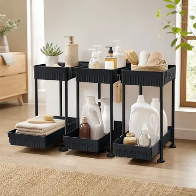 Sevenblue 3-Pack 2-Tier Under Sink Organizers with… – illustrative image, see the listing on Amazon for actual photos