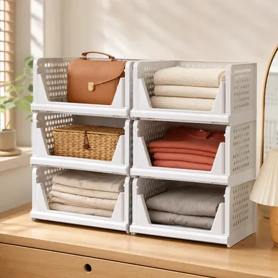 CTSNSLH 5 Pack Closet Organizers Stackable Storage Box