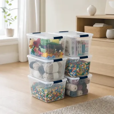 Clear Stackable Storage Bins With Lids – illustrative image, see the listing on Amazon for actual photos