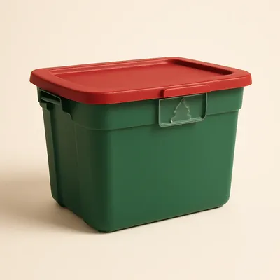 Lidded Plastic Storage Bins For Holiday Decorations