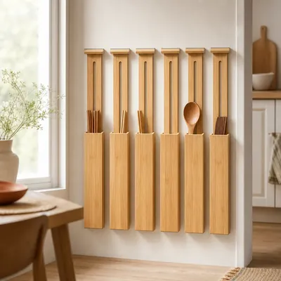 Spring-loaded bamboo or wood dividers – illustrative image, see the listing on Amazon for actual photos