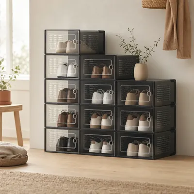 Stackable shoe boxes – illustrative image, see the listing on Amazon for actual photos