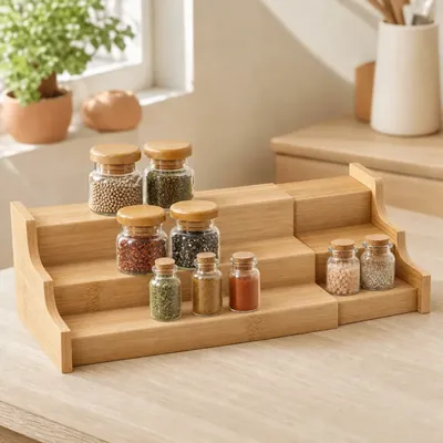 Tiered cabinet shelves – illustrative image, see the listing on Amazon for actual photos