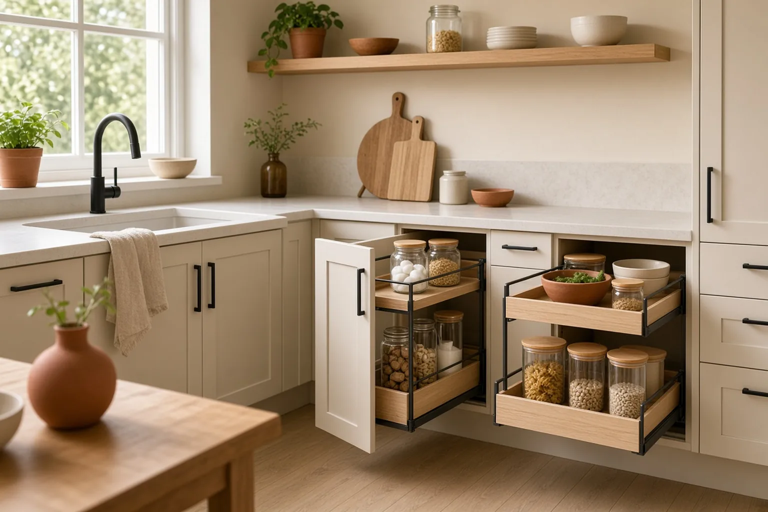 Best Kitchen Cabinet Organizers for Small Kitchens – example of the finished setup