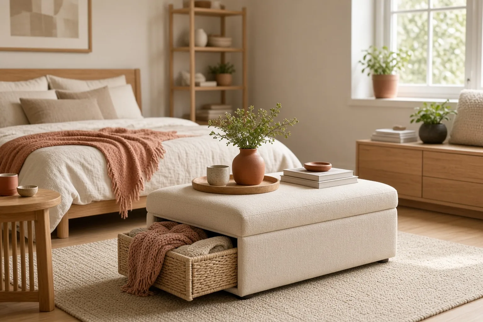 Best Storage Ottomans for Studio Apartments – example of the finished setup