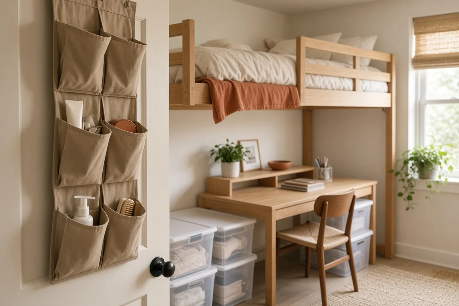 Dorm Room Organization Ideas for Small Spaces – example of the finished setup