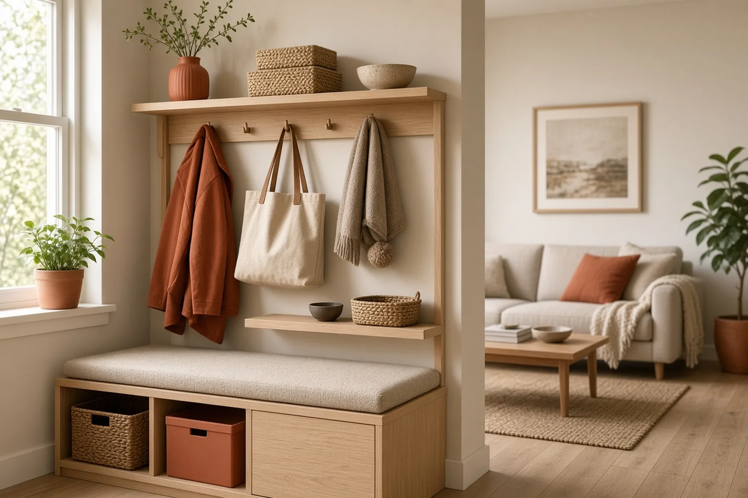 Entryway Organization Ideas for Small Spaces – example of the finished setup