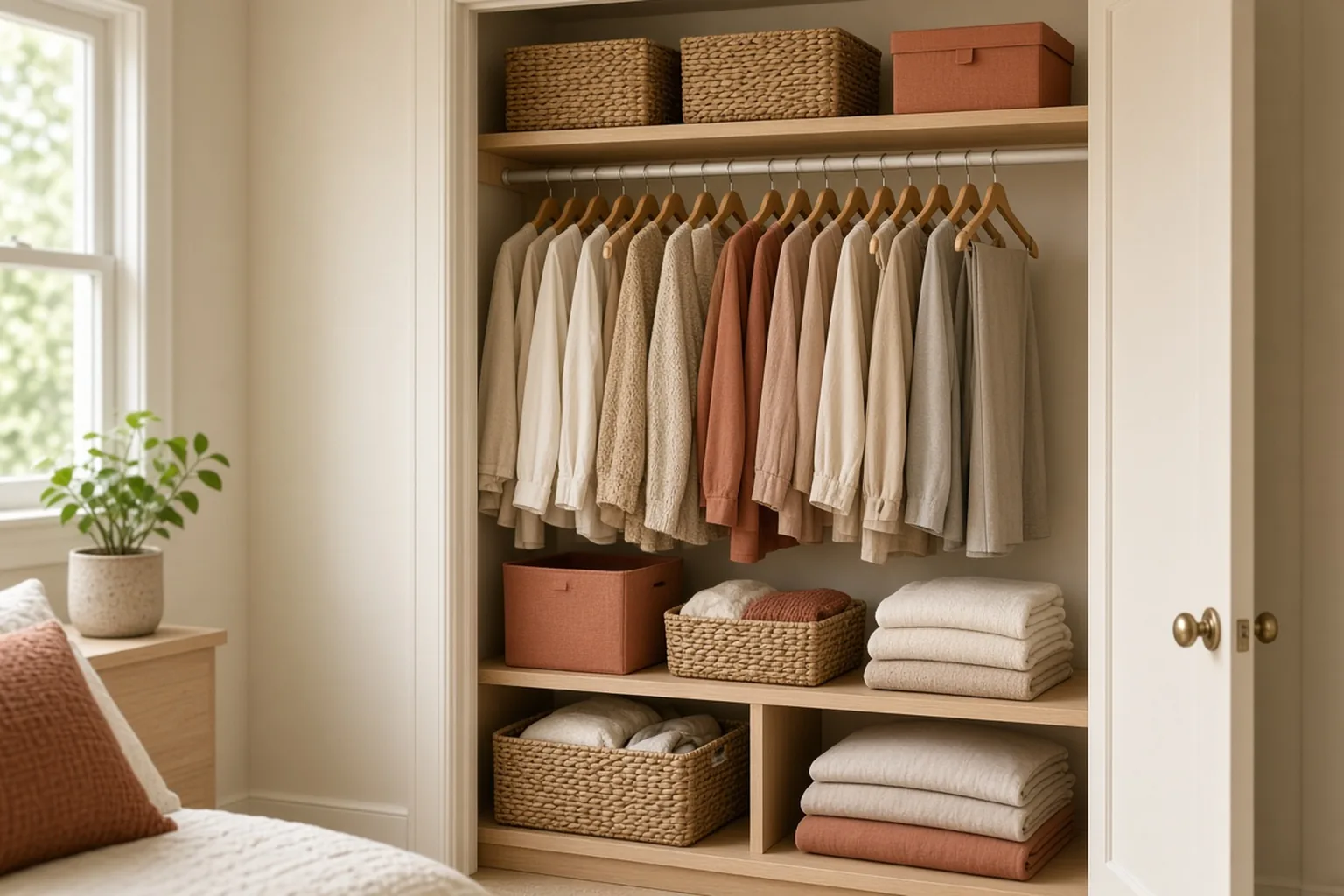 How to Organize a Small Closet Without Remodeling – example of the finished setup