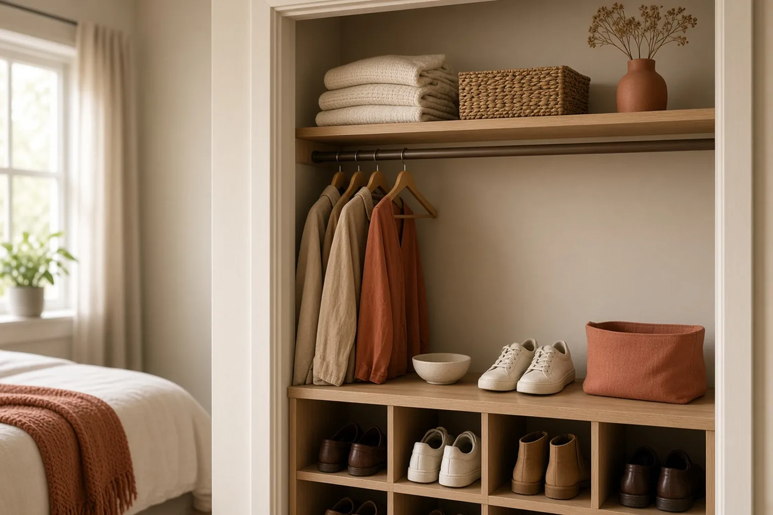 Shoe Storage Solutions for Small Closets – example of the finished setup