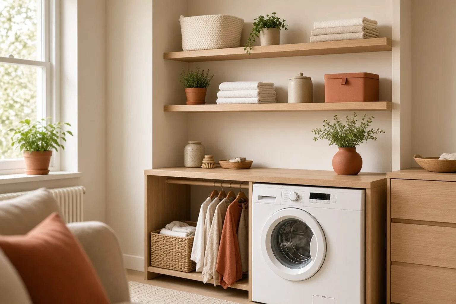 Small Laundry Room Organization: Storage That Fits Beside the Machine – example of the finished setup