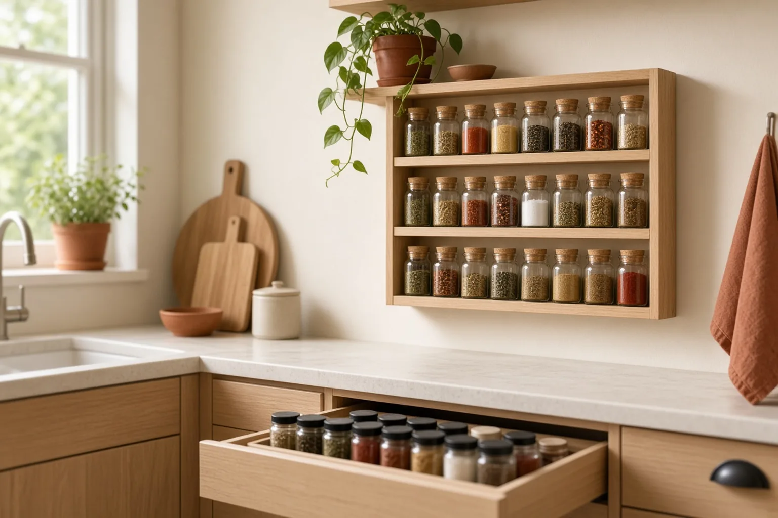Spice Rack Organization: Wall, Drawer or Cabinet? – example of the finished setup